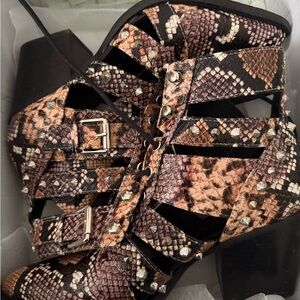 Sam Edelman Multicolor Snake Print Ankle Boots